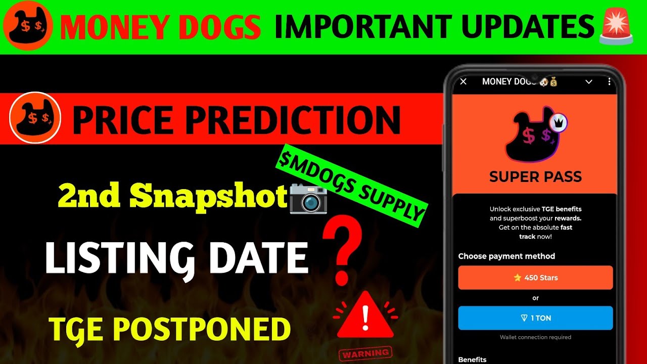 Money Dogs Airdrop Full Update 🚨 | $MDOGS Price Prediction ✅ | CWA