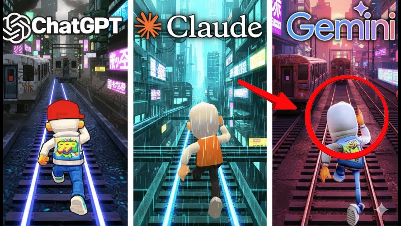 Biri Resmen Şov Yaptı! GPT vs Gemini vs Claude (Subway Surfers)