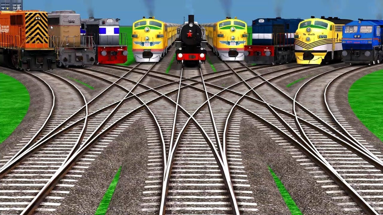 🏁9 Electric Passenger Trains Passing By Epic Curves  Tracks || train collection Railways Vehicles 