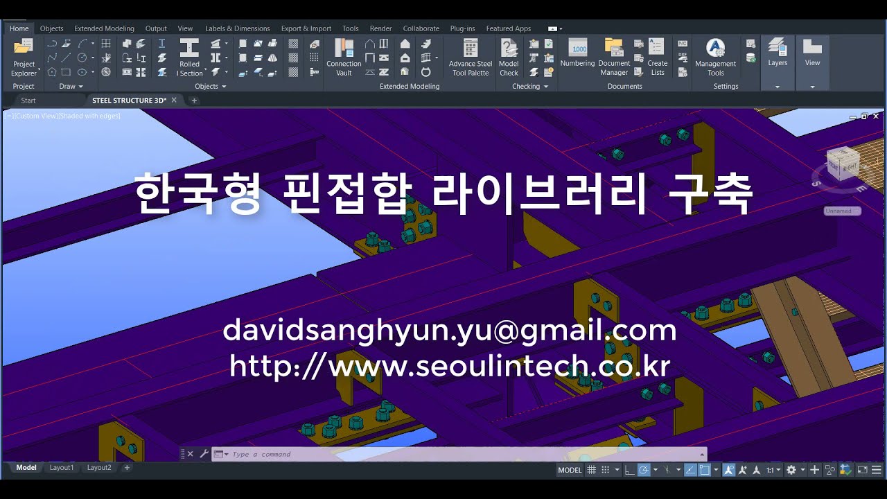 어드밴스스틸 핀접합(Shear connection) 상세 라이브러리 구축 방법