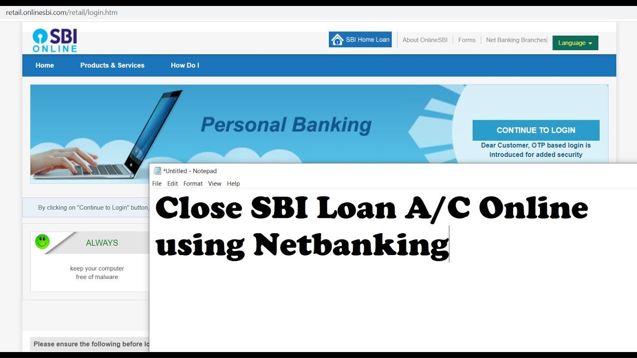 How to Close any SBI Loan Account Online (in Hindi)