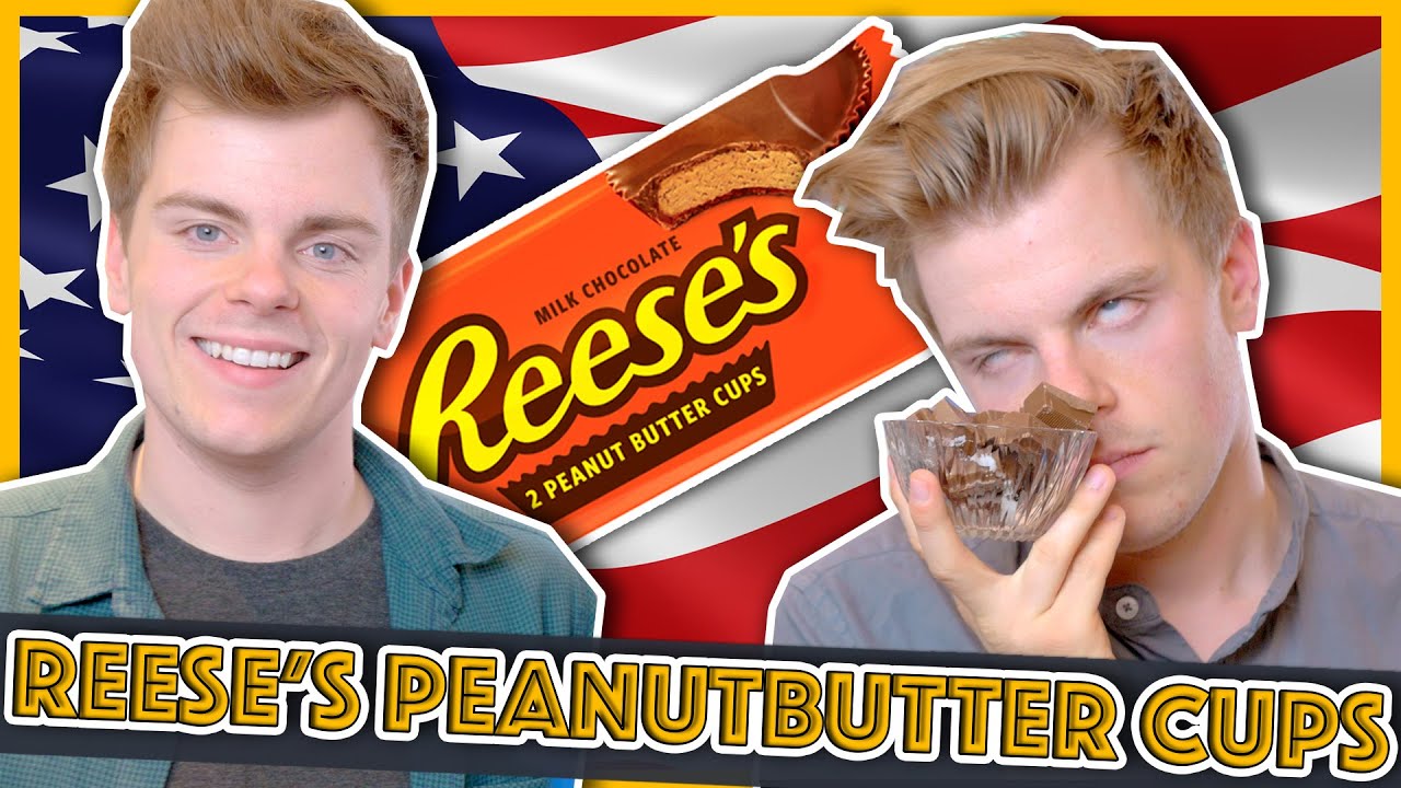 BRITISH TWINS TRY REESE'S PEANUT BUTTER CUPS (Homemade recipe) | NikiNSammy