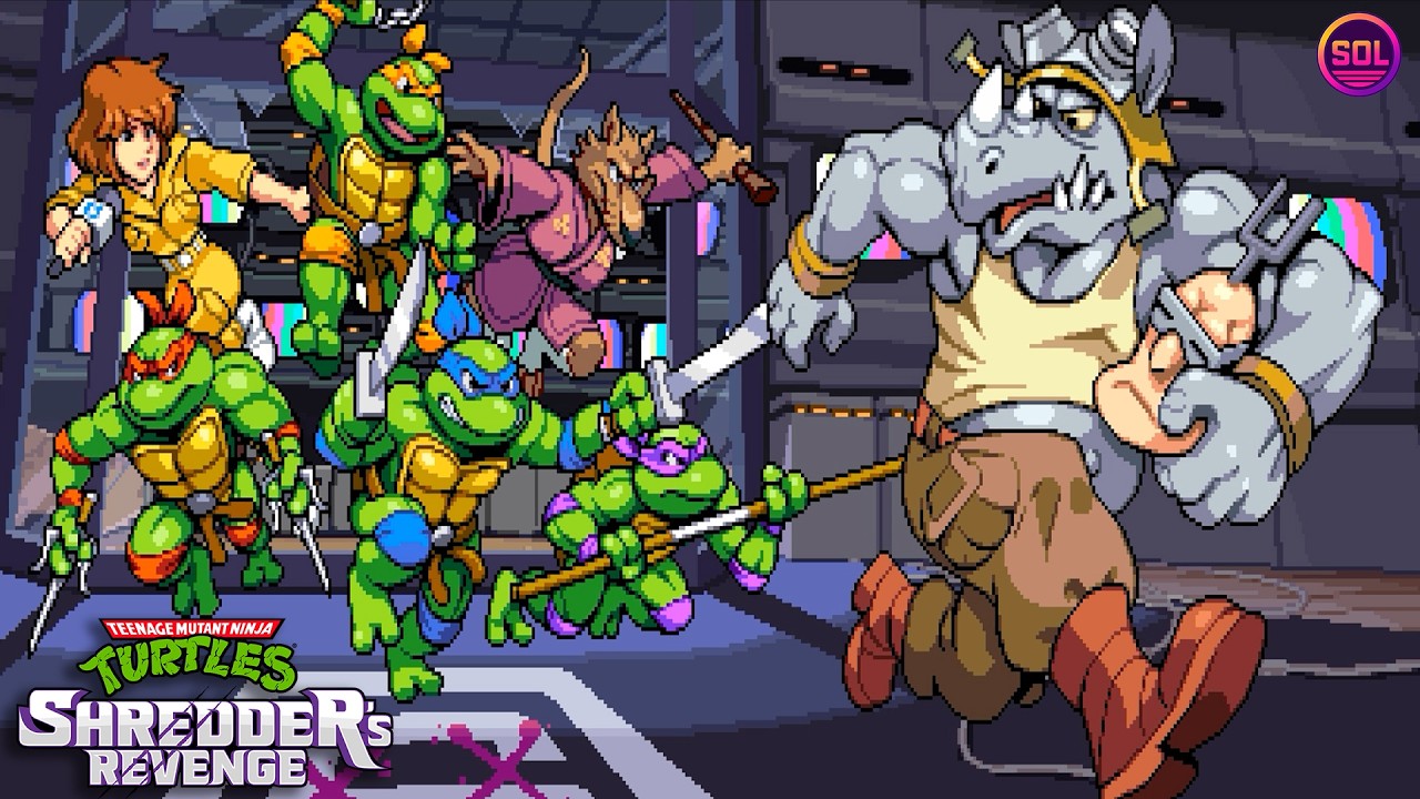 Big Apple!  Michelangelo VS  Rocksteady - TMNT Shredder´s Revenge