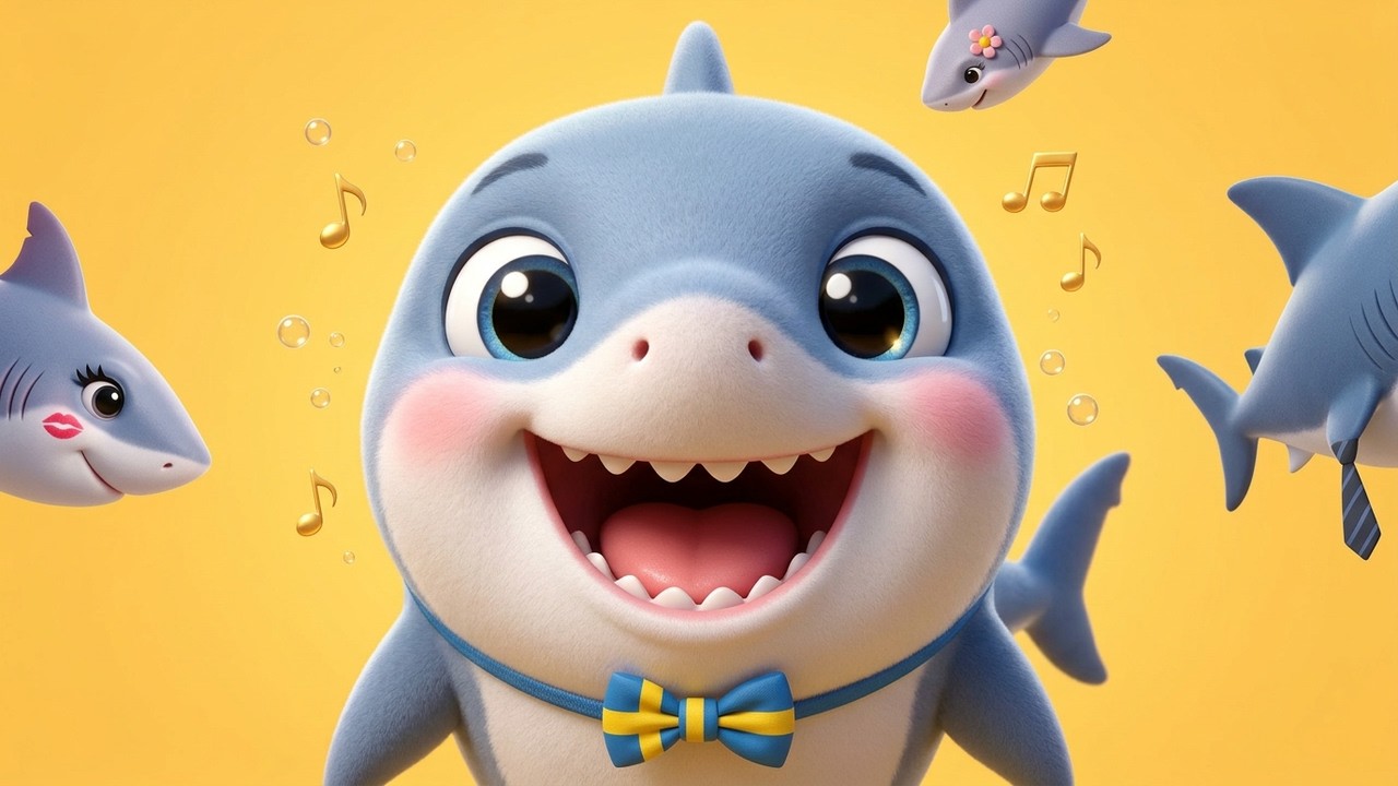 Baby shark familjen på svenska 🦈 Vi sjunger och träffar hajarna! Barnen älskar baby shark