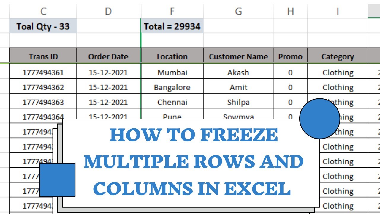 How to Freeze Multiple Rows and Columns in Excel Using Freeze Panes (Lock Rows and Columns in Excel)