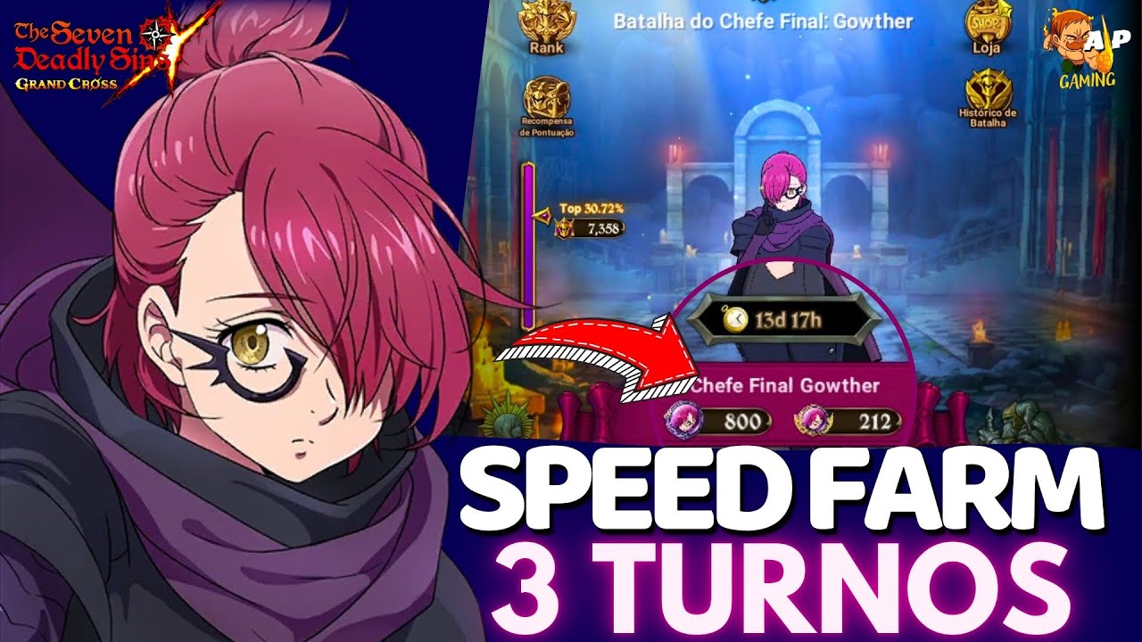 SPEED FARM MODO DESAFIAR! 4 TIMES PARA FARMAR A LOJA RÁPIDO NO FINAL BOSS GOWTHER! - 7DS GRAND CROSS