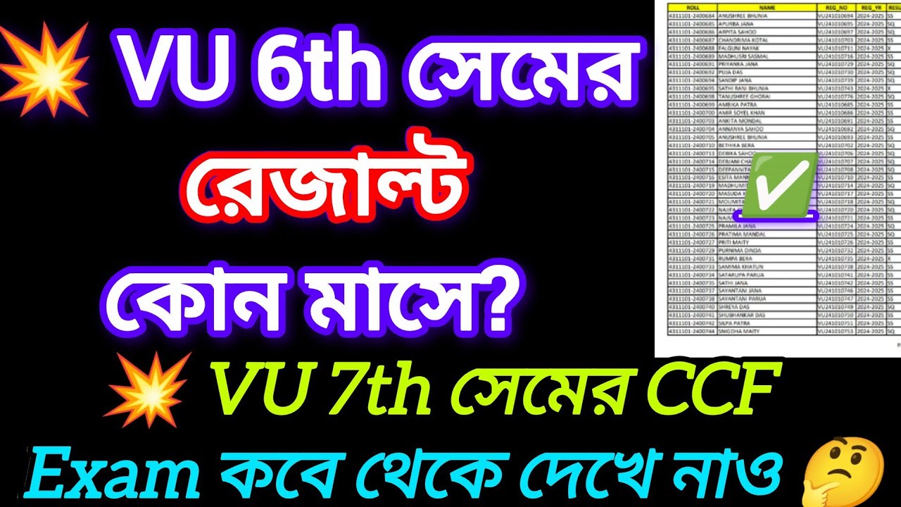 Vidyasagar University 6th sem result date 2026 || 7th sem exam date 2026 Vidyasagar University 