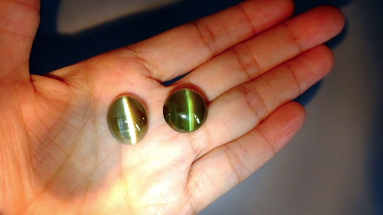 54ctw Jumbo Cat's Eye Chrysoberyl and Alexandrite Pair