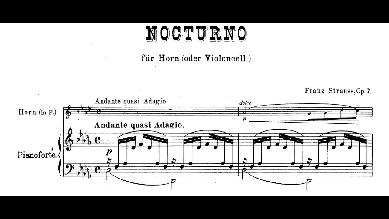Franz Strauss - Nocturno, Op.7 (with Score)