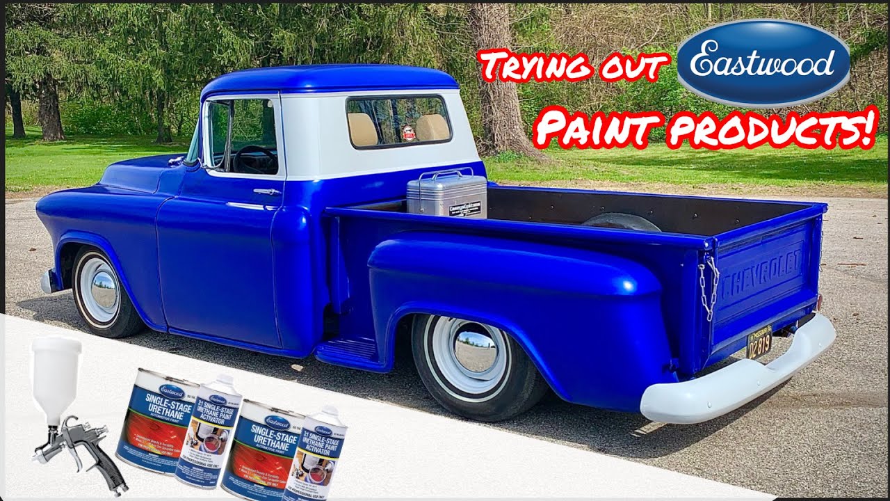 REVIEWING EASTWOODS AFFORDABLE PAINT AND PAINT GUN! SPRAYING A 1955 CHEVY SHOP TRUCK ON THE CHEAP!!!