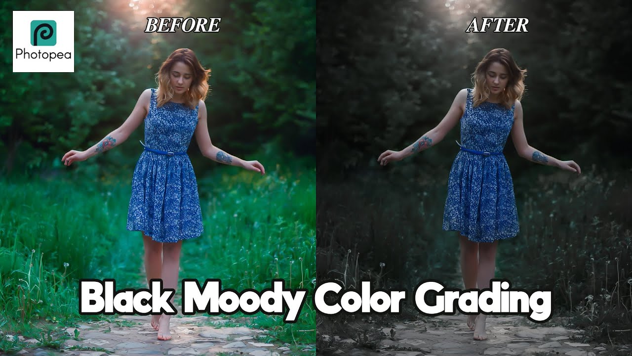 Black Tone  -  Black Moody Color Grading in Photopea - Photopea Tutorial