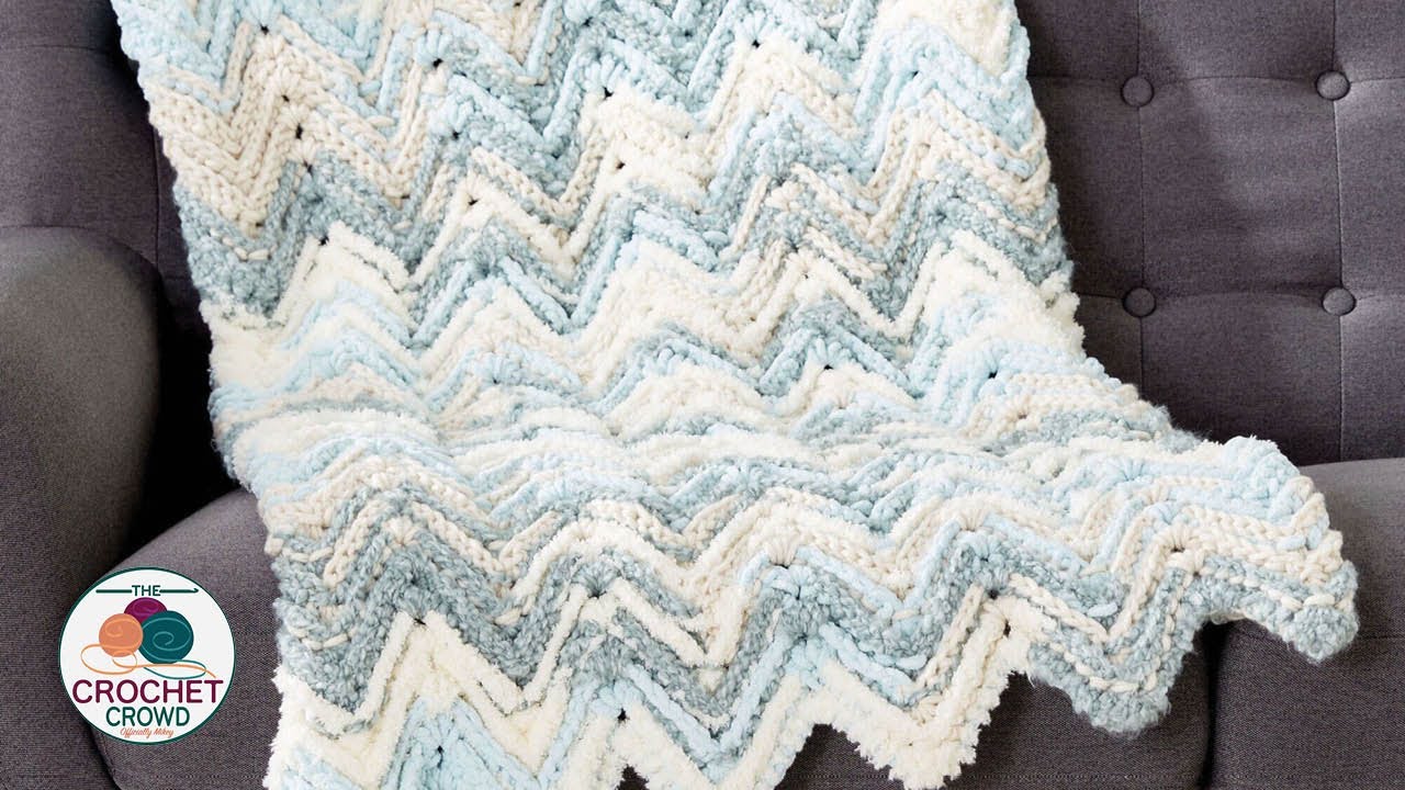 Easy Bernat Raised Chevron Crochet Blanket Pattern