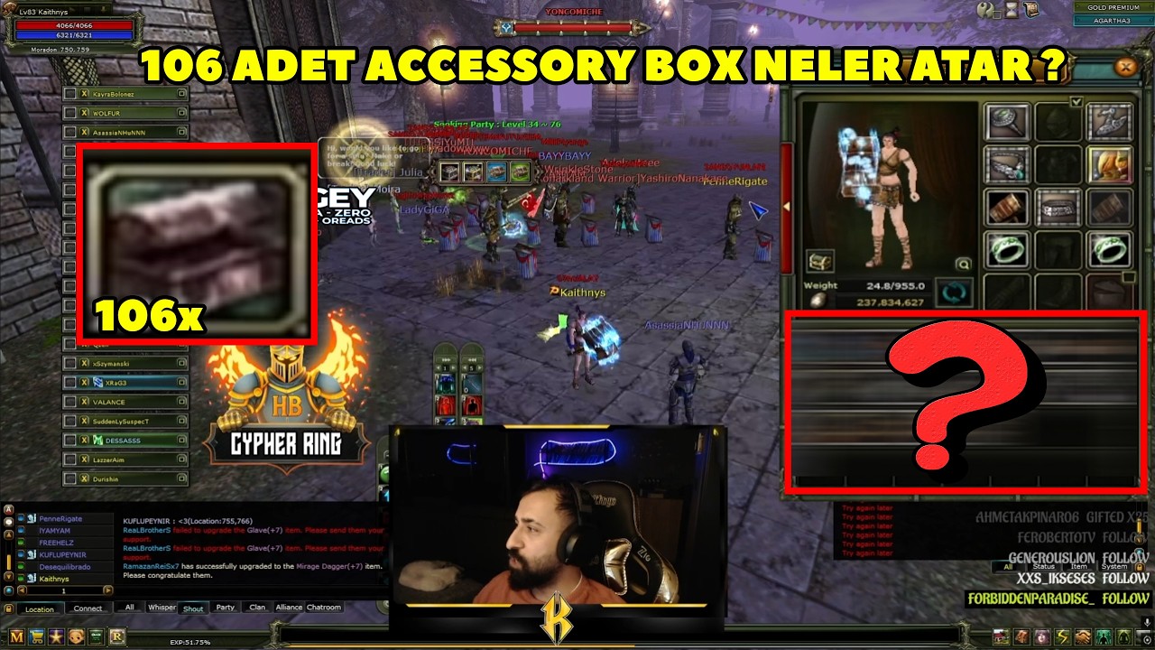 Kaithnys - (Agartha) 25 GB'ye 106 Adet  Accessory Box Kırdırdı Droplara İnanamadı  ! Knight Online