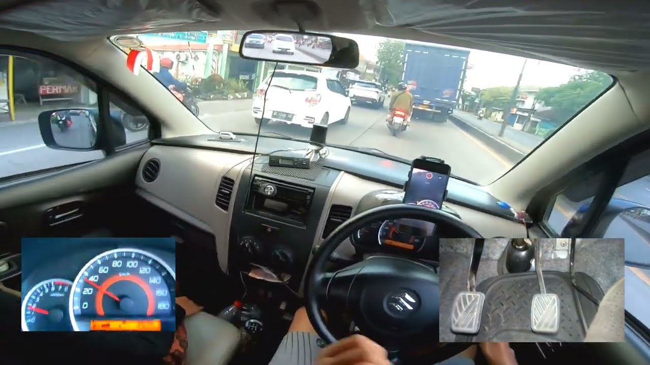 Jalur Bawah Penuh Tantangan - Menyalip Motor dan Truk di Jalur Arteri - Karimun Wagon R
