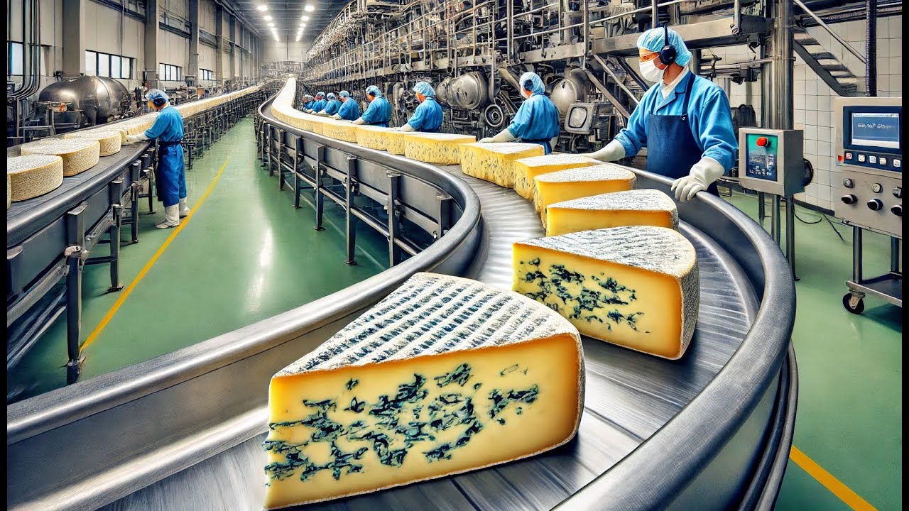 Comment le fromage bleu français (blue cheese) Roquefort est produit en usine