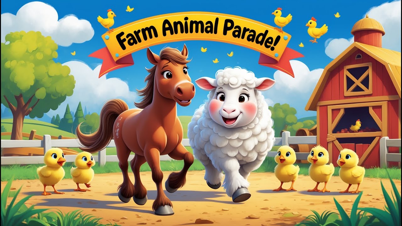 Farm Animal Parade Song for Kids | Fun Animal Sounds & Rhymes | Learn with Happy Farm Friends!