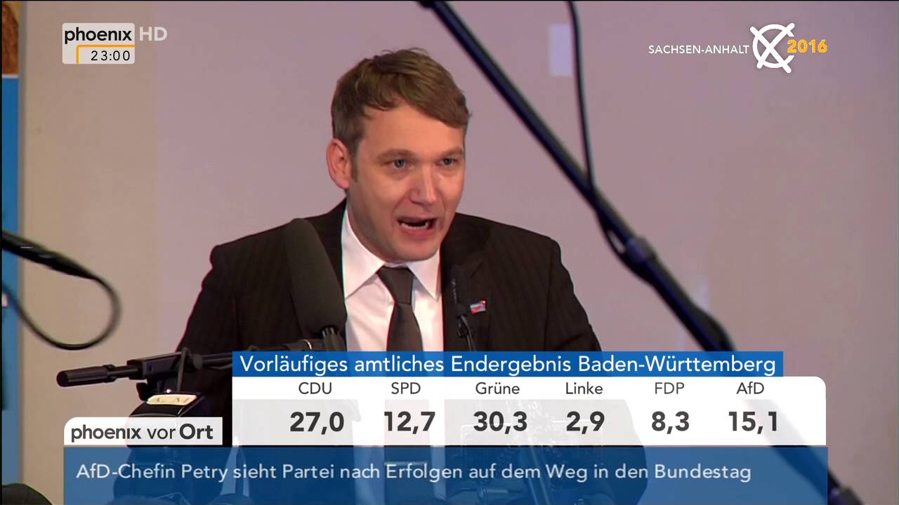 Wahl in Sachsen-Anhalt: Reaktion von André Poggenburg am 13.03.2016