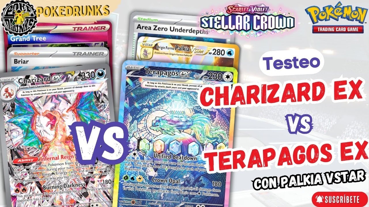 Pokemon TCG Testing Stellar Crown Charizard Ex vs Terapagos Ex Palkia Vstar |