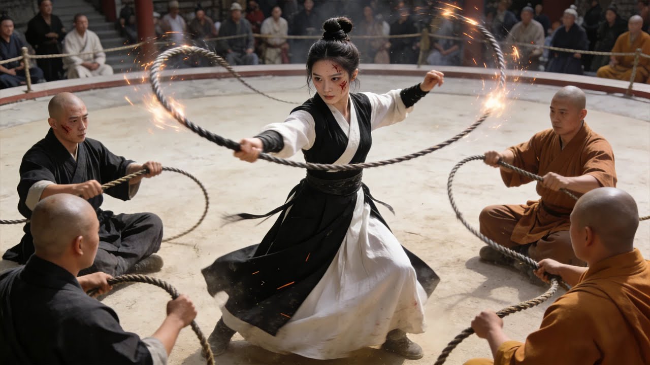功夫少女独闯法阵，单挑3个高僧，无人能敌！#drama #kungfu #中国电视剧