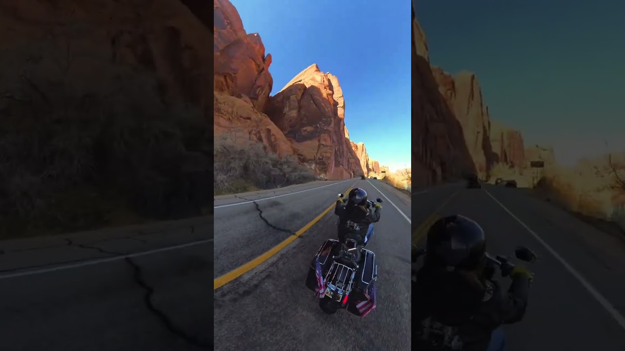 Mob'n on the Road King through Potash Rd in Moab, Ut. 