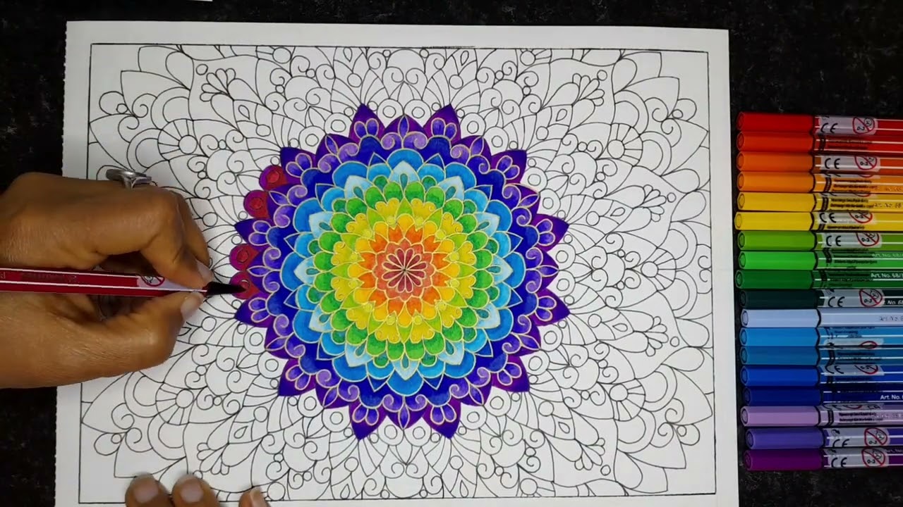 Mise en couleurs d'un mandala avec les 