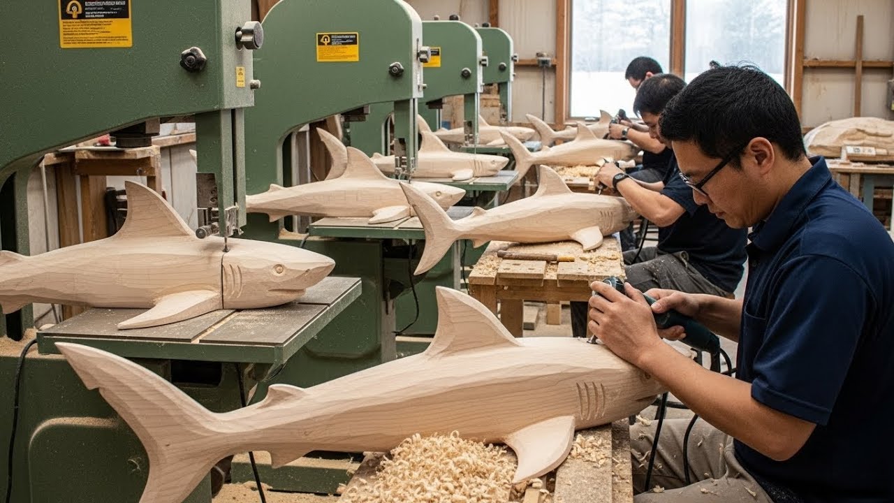 Inside the Woodworking Factory: The Production Process of Export Quality Wooden Shark Figurines