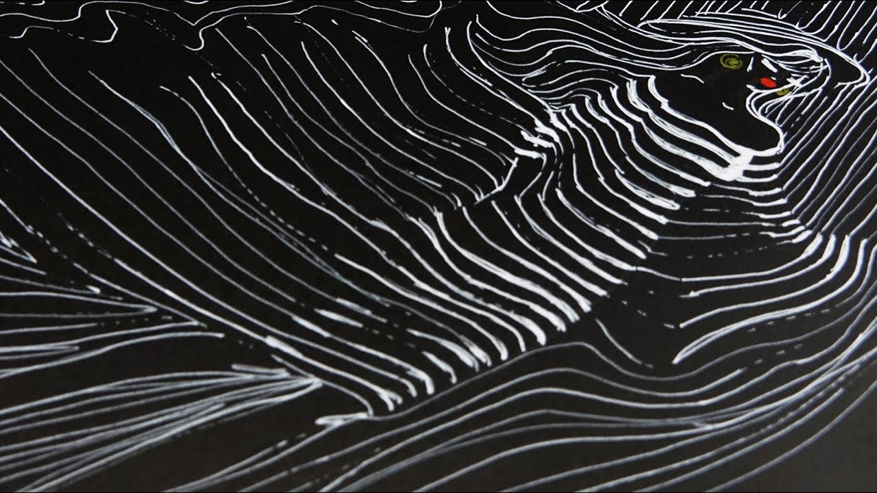 How to draw a girl with white lines on black paper | Sketch drawing for beginners