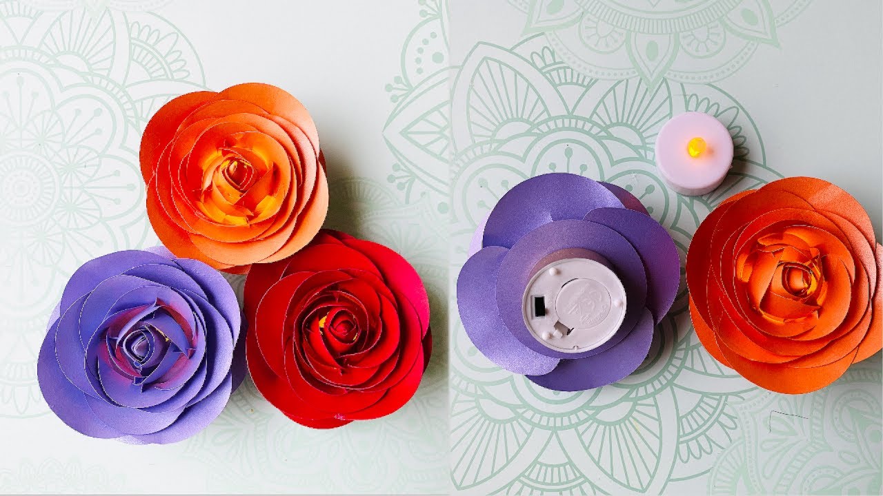Paper Flower Rose For Tea Light Candles | Romantic Tea Light Candle Decor