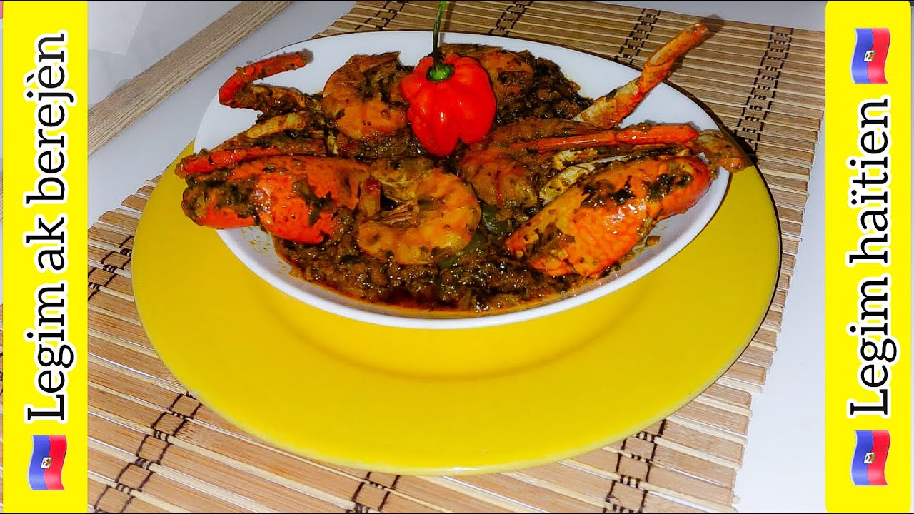 67) Resèt legim ak berejèn, kreson, krab , legim haïtien// Recette cuisine haïtienne