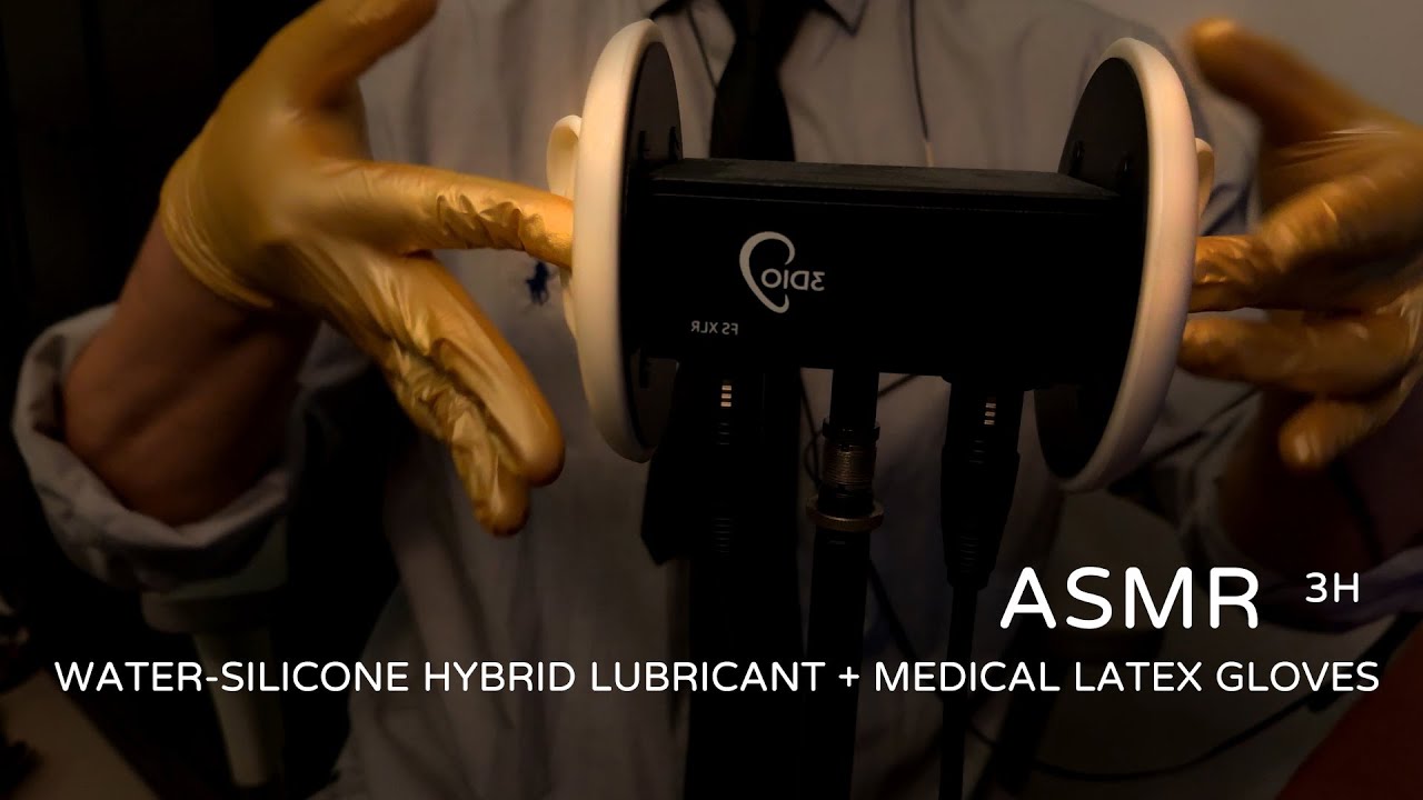 Water-Silicone Hybrid Lubricant + Medical Latex Gloves【ASMR】🎧🥽Cranial Nerve Massage (no talking)