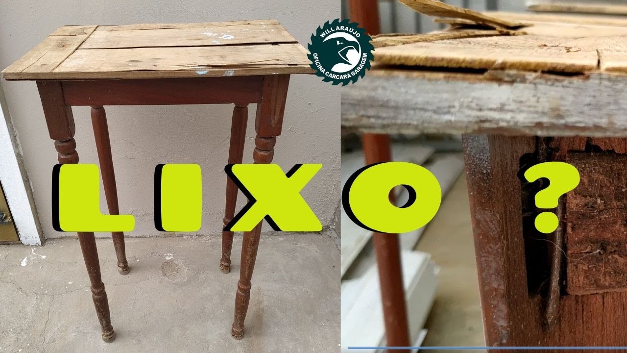 Mesa encontrada no lixo. Será possível restaurar??? Veja o que esse hobista fez.