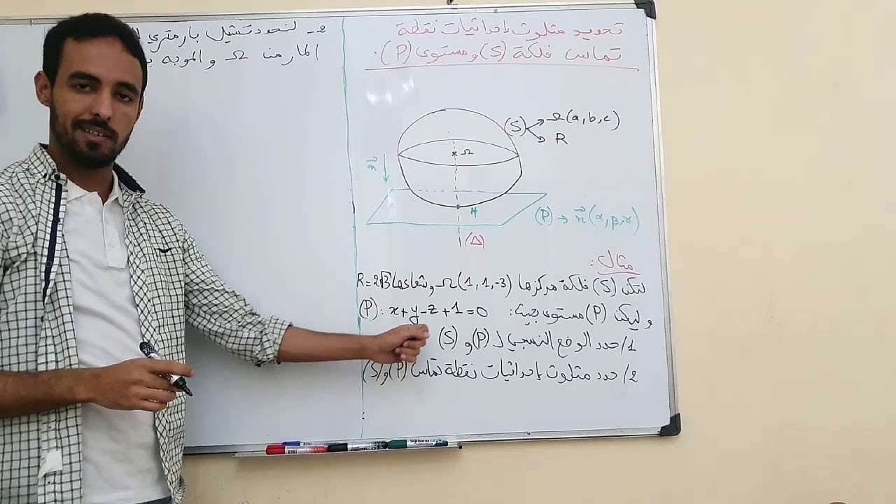 الهندسة الفضائية: تحديد مثلوث احداثيات تماس مستوى و فلكة