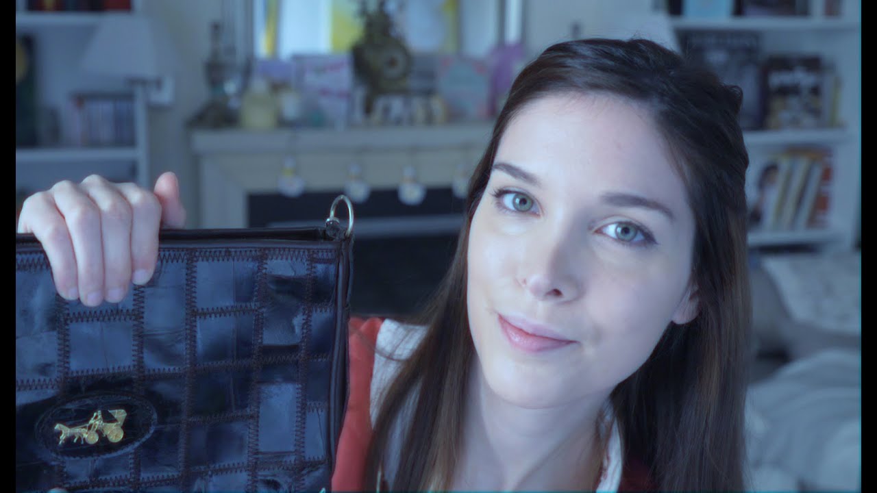 ASMR Showing You My Vintage Bag Collection - Tapping - Squishing - Scratching - Close Ups