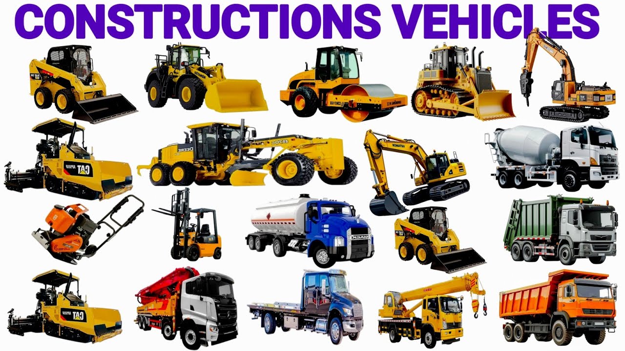Construction Vehicles Names for Kids | Heavy Construction Machines | Learn Vehicles in English 