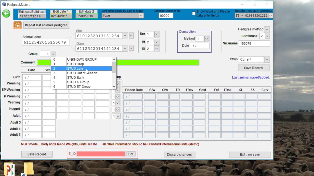 NSIP Pedigree Master Tutorial data input