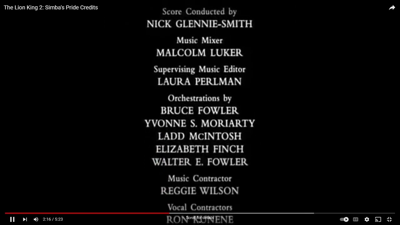 The Lion King 2 Simba's Pride (end credits)
