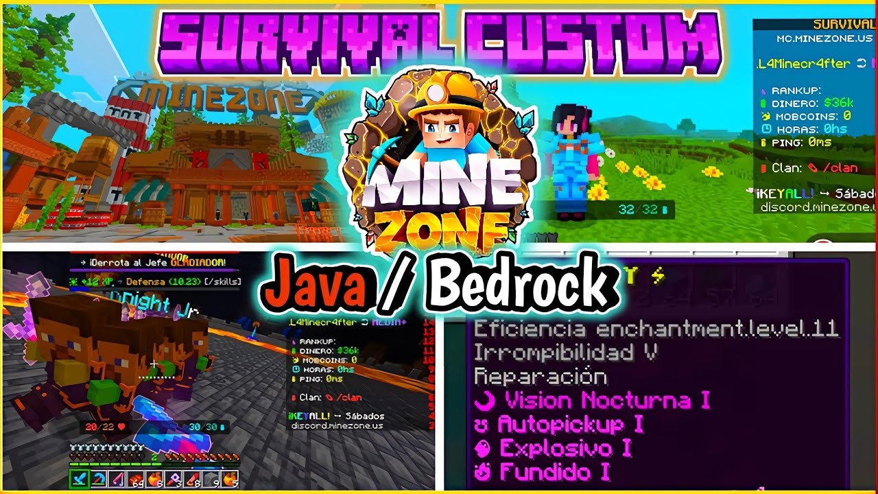 🛑 Nuevo y mejor server SURVIVAL CUSTOM para MINECRAFT 1.21+ bedrock - Java 