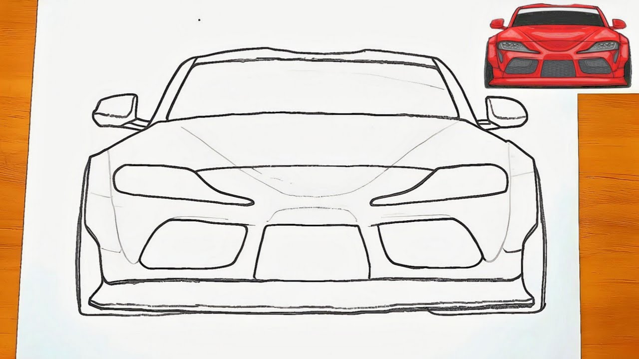 Урок рисования автомобиля Toyota Supra 🔥 (вид спереди) Как нарисовать Supra 💎