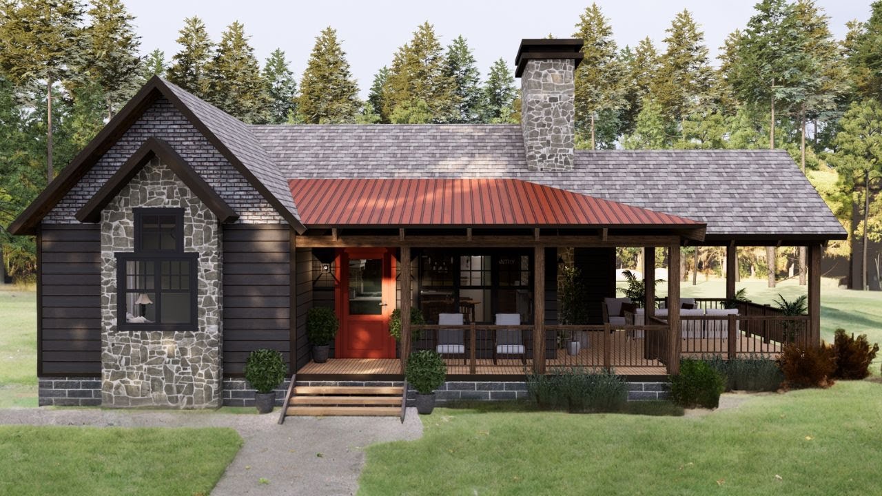 12x10m (38'x33') OUTSTANDING Cottage House | 2 Bedroom Small House IDeas.