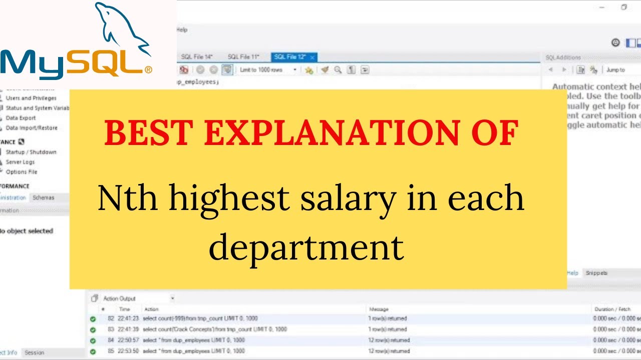 SQL Query for Nth Highest Salary In Each Department Using Dense Rank Function