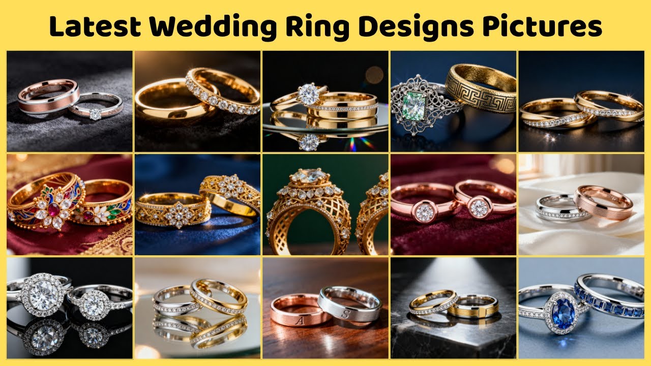 Wedding Ring Designs Pictures | Stylish Gold & Diamond Couple Rings | Engagement & Wedding Bands