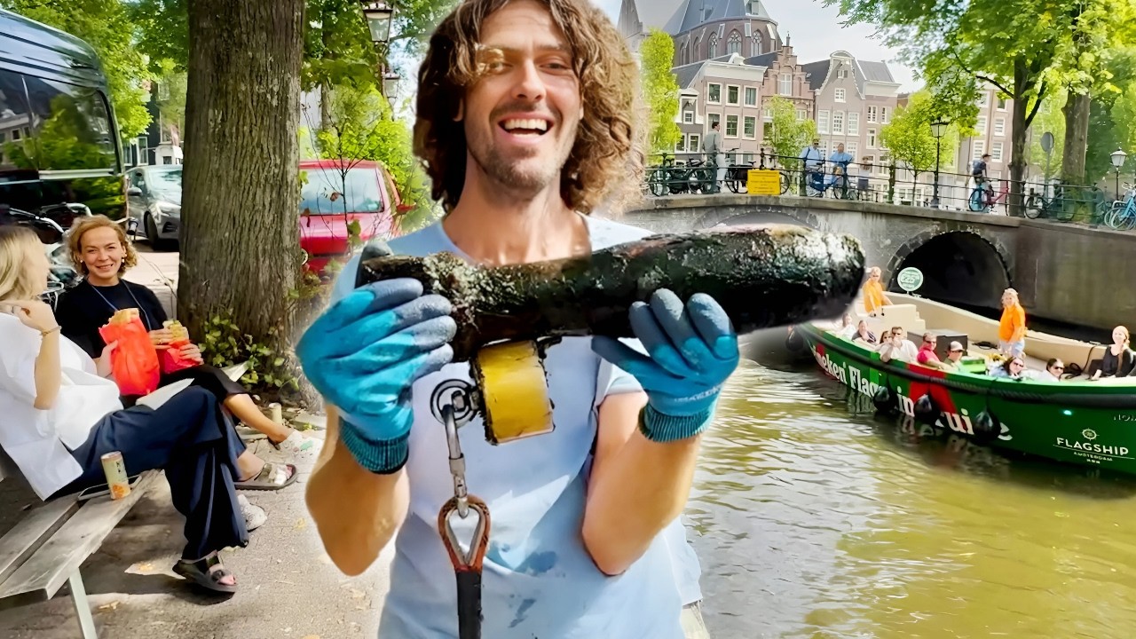 Throwing A BIG MAGNET in The Old Canals of AMSTERDAM!