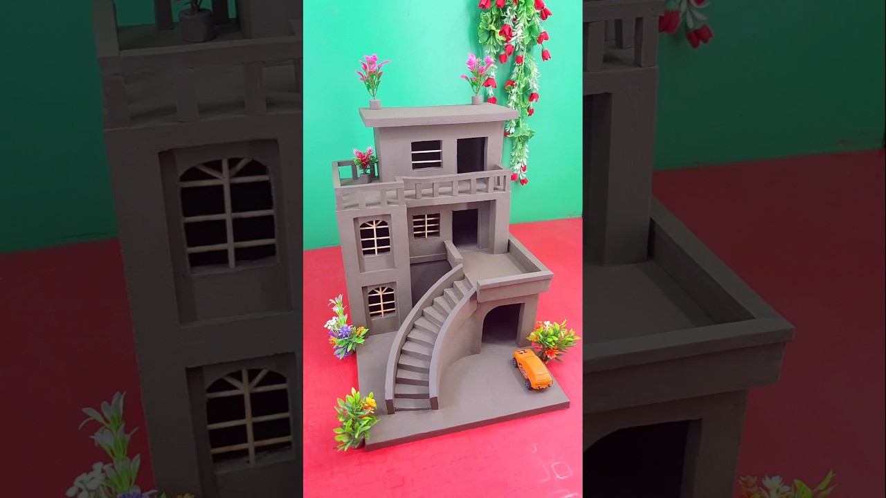 how to make beautiful modern miniature clay house design 🏠 || #craft #clayhouse #clayart #art