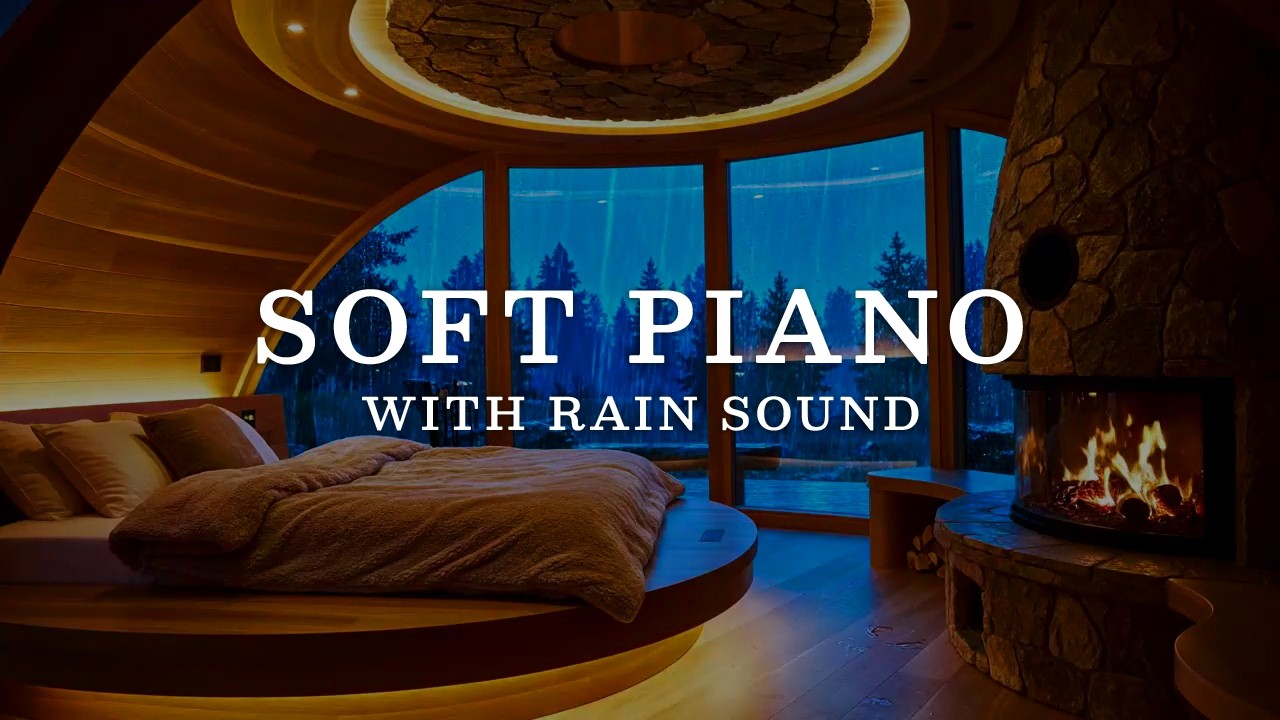Deep Sleep for a Peaceful Rainy Day 🌧️ Crackling Fireplace + Soft Piano for Stress Relief, Healing 🔥