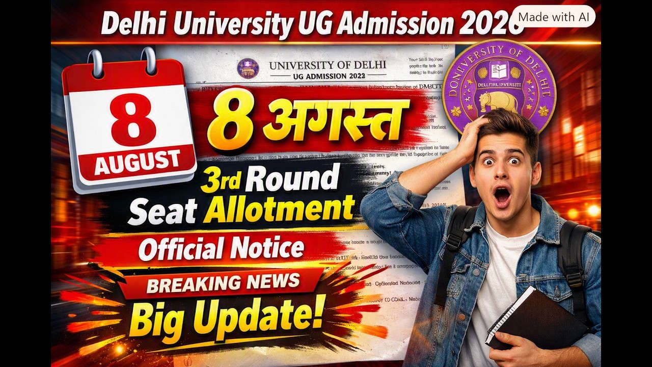 🚨DU UG 3rd Round Seat Allotment 2026Official Notice Released | 8 August BigUpdate |CSAS UG 2026