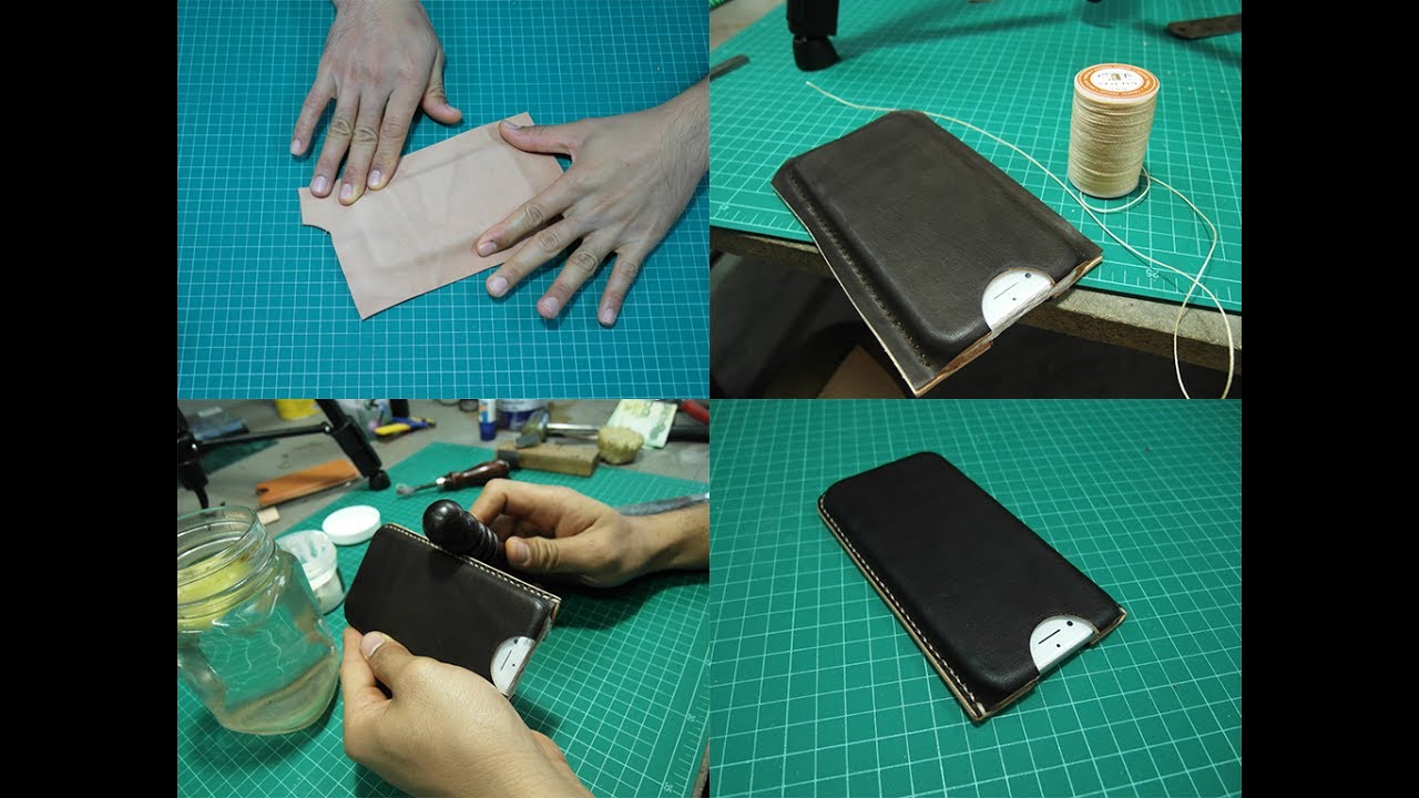 Making leather apple iPhone case.