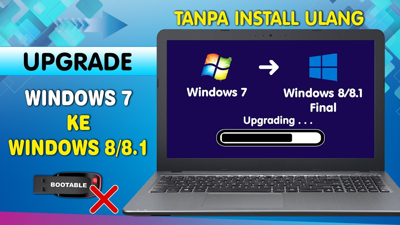 Cara Upgrade Windows 7 ke 8/8.1 Tanpa Instal Ulang | Tanpa Flashdisk | Tanpa Menghapus Data