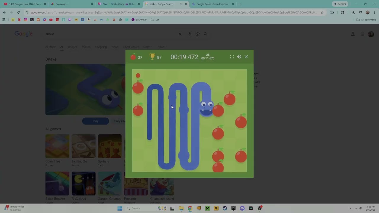 Snake Speedrun | All Apples - Slow - Small Board - 10 Apple Count