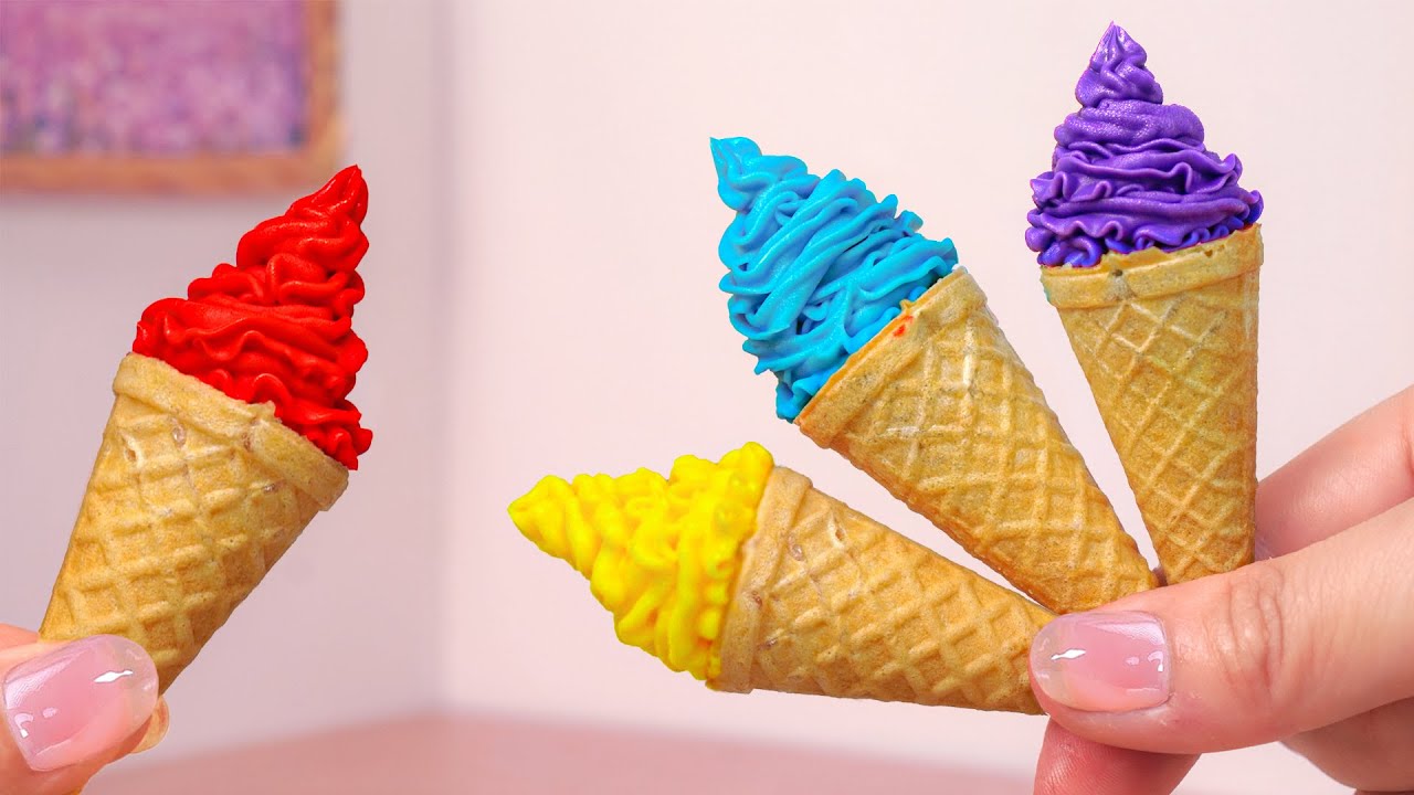 Rainbow Ice Cream 🍦 Fresh Miniature Fruits Ice Cream Recipe | 1000+ Miniature Desserts By Mini Cakes