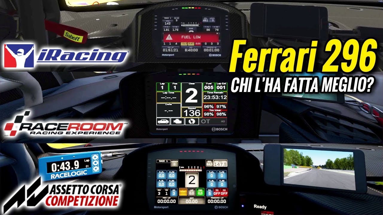 iRacing vs RaceRoom vs Assetto Corsa Competizione, LA MIGLIORE Ferrari 296 GT3?